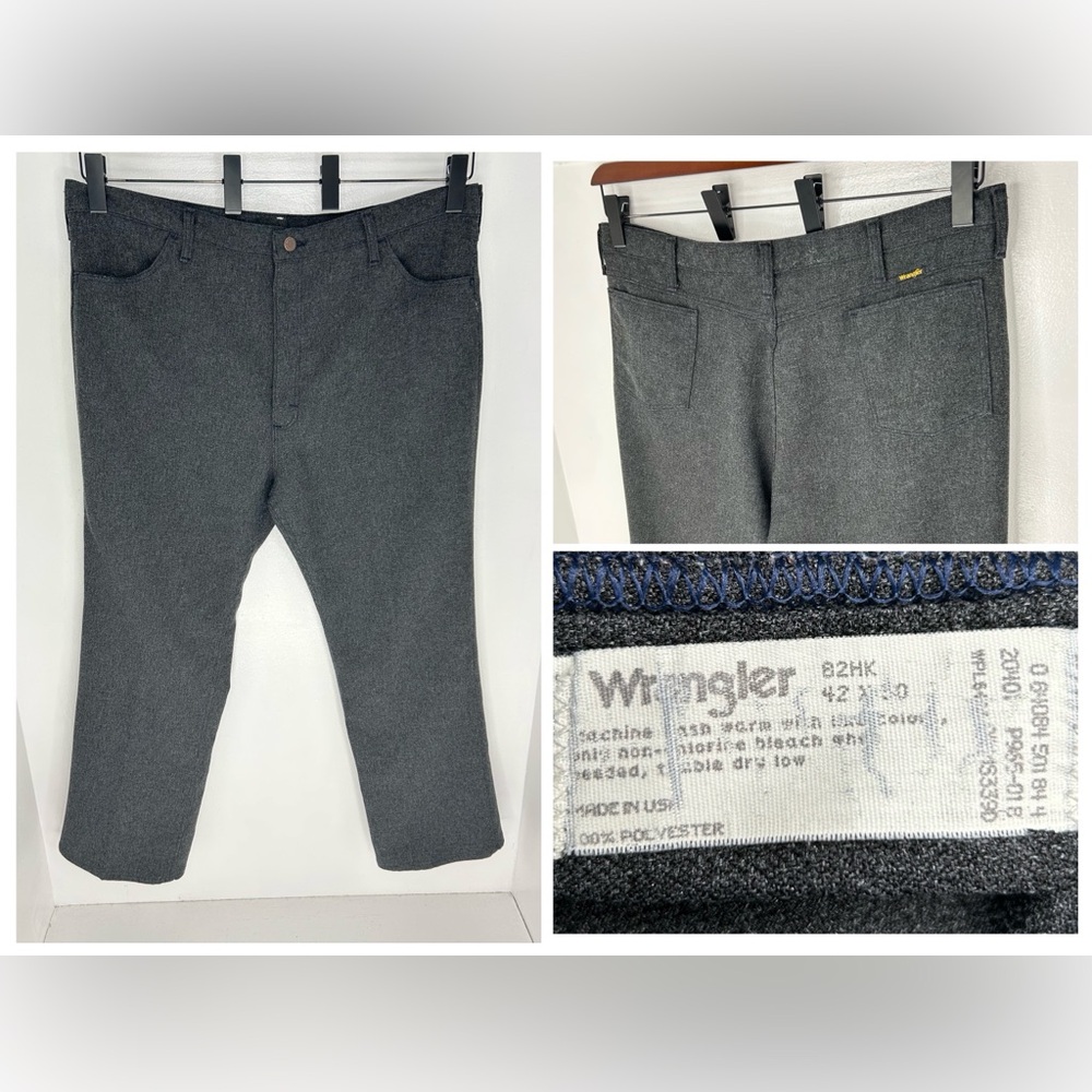 Wrangler Vintage 90's Gray Polyester Pants Size 41x30 (Tag 42x30) USA Made 82HK